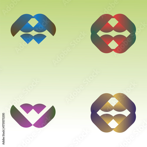 Abstract Symmetrical Gradient Icons – 4 Variants