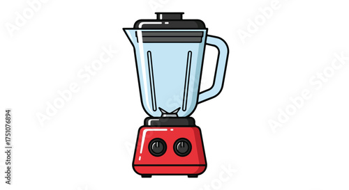 Vibrant Kitchen Essential: A Stylized Illustration of a Red Countertop Blender with Glass Container for Culinary Use