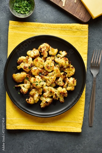 Roasted cauliflower on plate