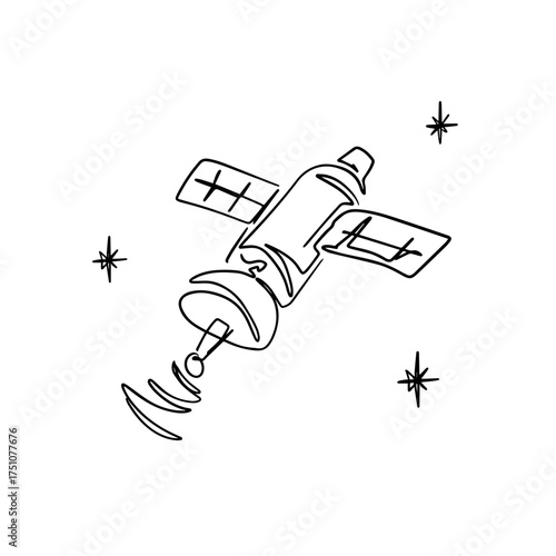 vector illustration satellite one line art doodle 