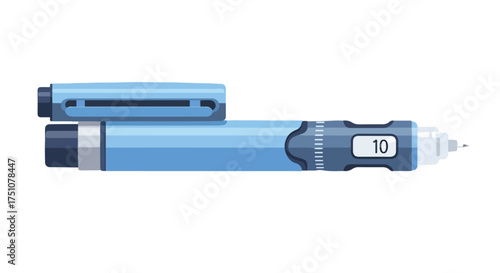 Detailed vector illustration of an insulin pen for diabetes treatment medical usage and diabetes education