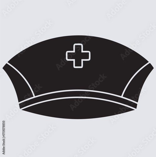 nurse cap silhouette vector art illustration, nurse cap vector illustration
