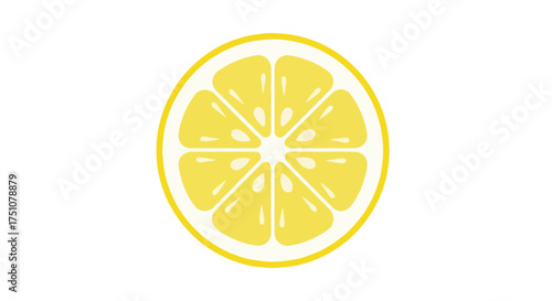 Vibrant citrus vector art: An isolated lemon slice illustration with a clean modern design showcasing freshness and simplicity perfectly for summery