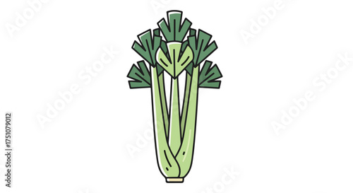 Stylized celery stalk illustration in light green, a simple drawing of a culinary ingredient, ideal for health focused media and