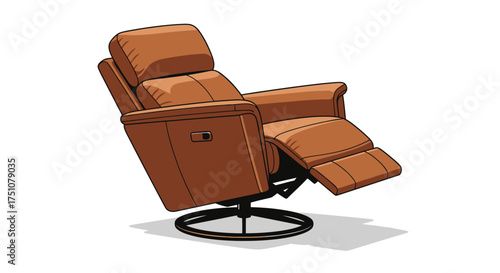 Comfortable Brown Leather Recliner Chair with Extended Footrest.
