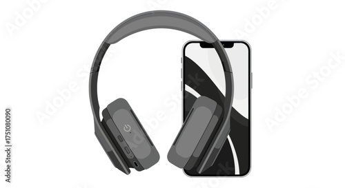 Modern Wireless Over-Ear Headphones Paired with a Sleek Smartphone.