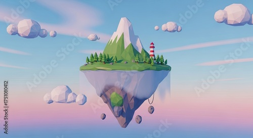 A Serene Floating Island Oasis in the Sky