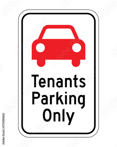 Tenant Parking Only Sign with Red Car Icon – High-Quality Vectorial Stock Image