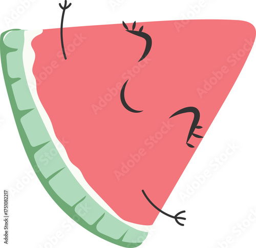 Cute Slice of Watermelon Cartoon Character