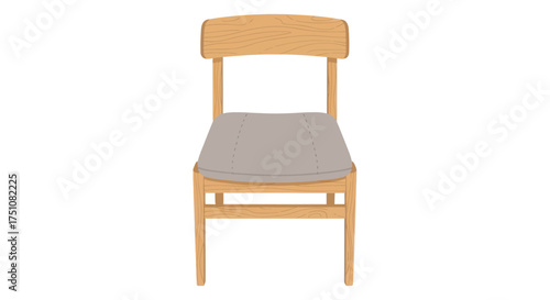 Modern Wooden Chair with Upholstered Seat.