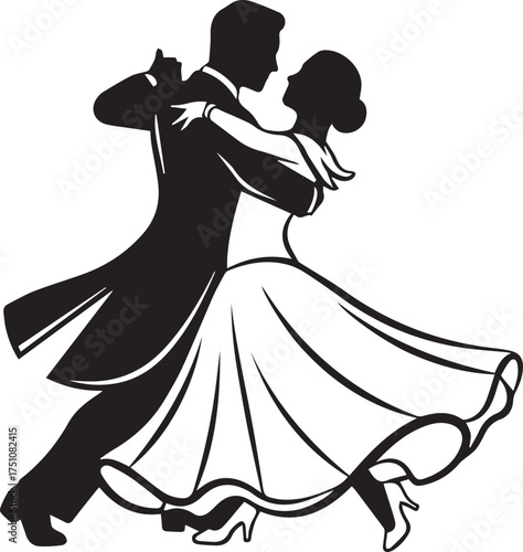 Elegant Ballroom Dance Couple Silhouette