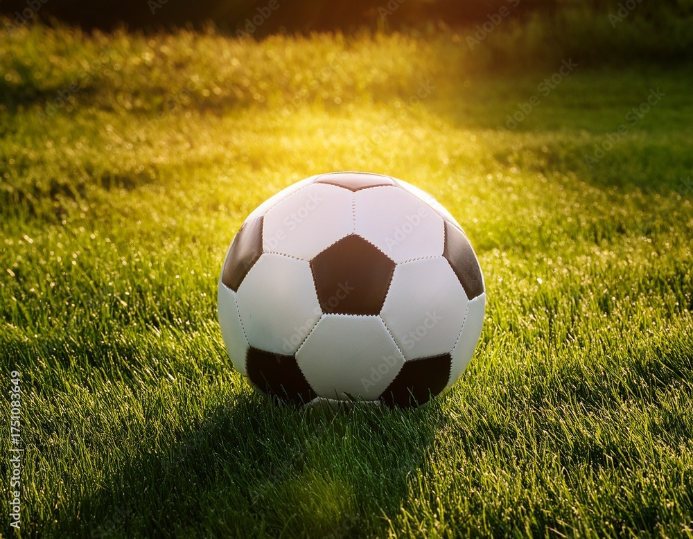Fototapeta premium soccer ball on vibrant green grass