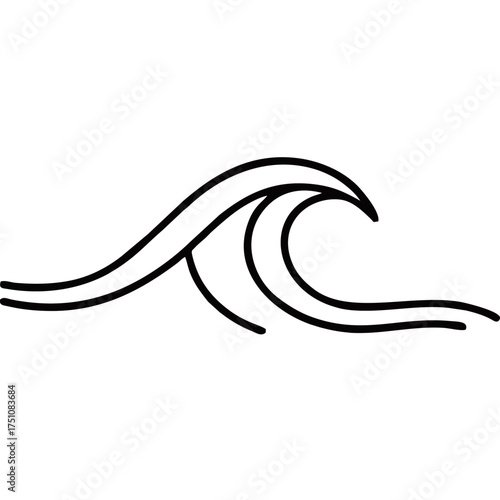 Modern ocean wave silhouette vector
