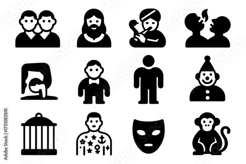 Collection of people and character silhouettes with various themes and roles