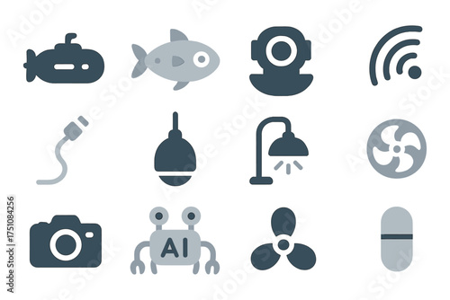 Set of technology and science icons in flat design for modern devices and innovations