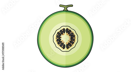 Half melon illustration displaying seeds, inviting thoughts of summer refreshment and healthy eating habits with vibrant and light shades