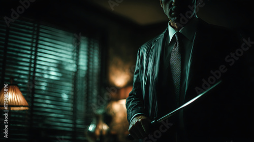 Wallpaper Mural Intruder with a crowbar in a dark office space Torontodigital.ca