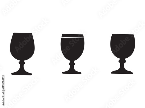 Elegant Wine Glasses Silhouette Vector Illustration for Wine Tasting and Bar Promotion Design Projects