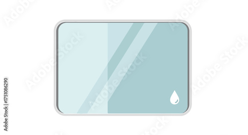 Conceptual graphic of a glass surface with water droplet, suitable for hygiene or cleaning product visuals