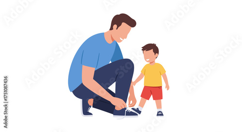 Father Tying His Son's Shoelaces, A Moment of Care