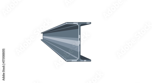Isolated stylized illustration of an i-beam with a converging perspective on white, offering a modern design representation