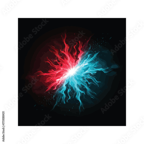 Wallpaper Mural A vibrant abstract vector illustration of energy and motion with a glowing blue fractal star pattern on a black space backdrop Torontodigital.ca