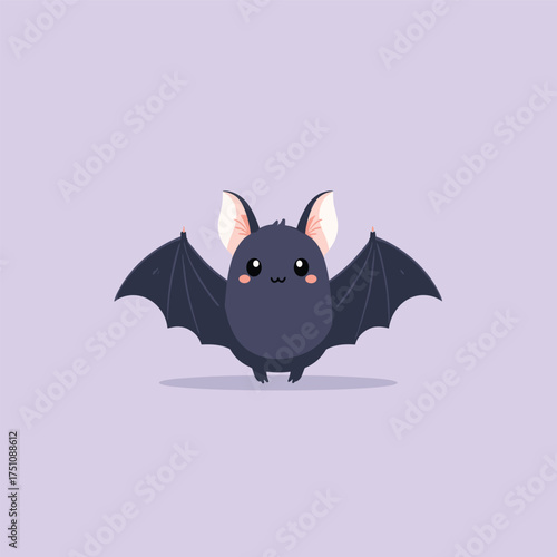 cartoon halloween bat with small wings, cute expression vector illustration