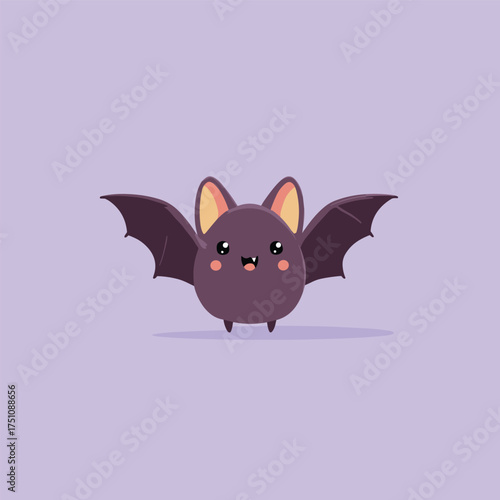 cartoon halloween bat with small wings, cute expression vector illustration