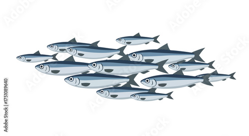 Animated school of herring swimming together, showcasing unity and synchronization in aquatic ecosystems illustrating the power of collective behavior