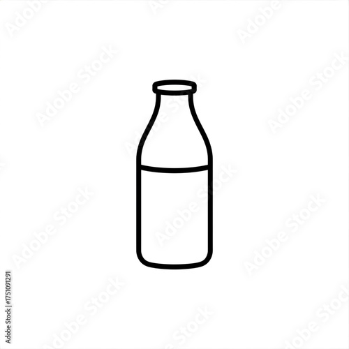 Simple line drawing of a glass bottle with a narrow neck and rounded body shape