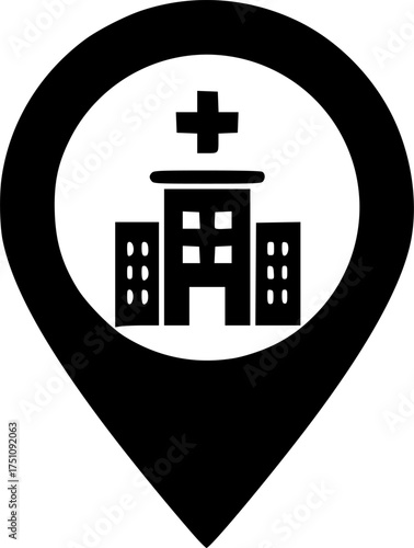 hospital location icon on transparent background for apps and websites
