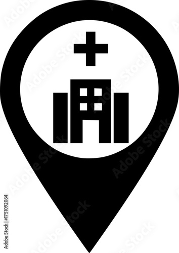 hospital location icon on transparent background for apps and websites

