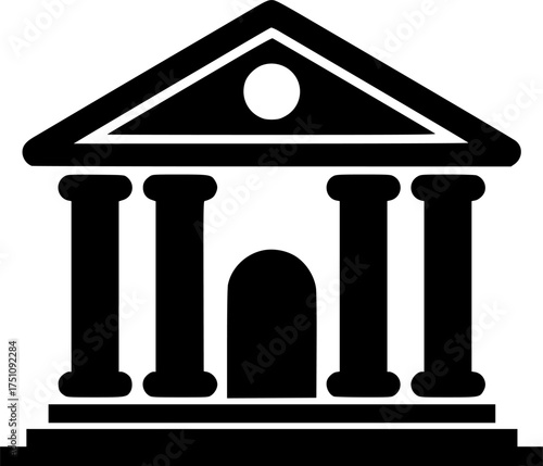 bank building icon silhouette on transparent background for web and graphic design
