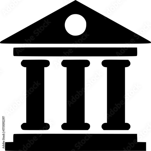 bank building icon silhouette on transparent background for web and graphic design
