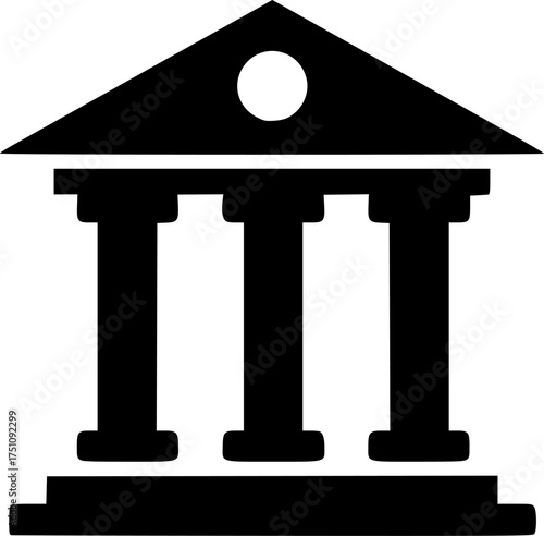 bank building icon silhouette on transparent background for web and graphic design
