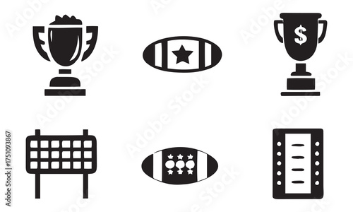 American Football Graphics: Icons, Trophies & Coloring Pages