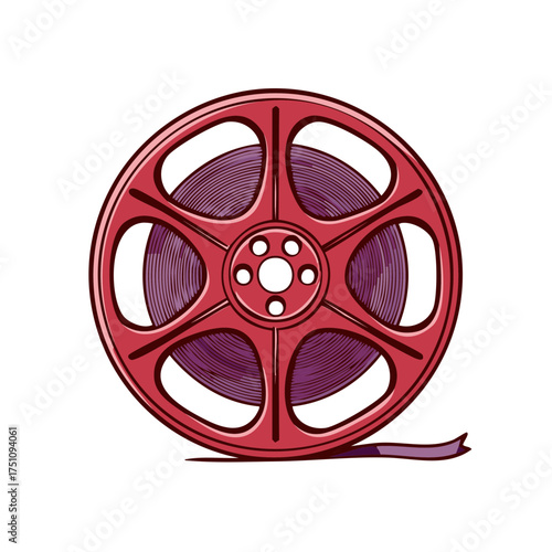Vintage film reel illustration. Cinema concept
