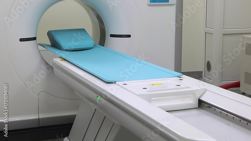 Computed axial tomography (CAT). CT scanner. Medical examination using a modern CT scanner in a modern hospital.
