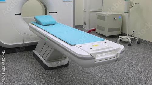 Computed axial tomography (CAT). CT scanner. Medical examination using a modern CT scanner in a modern hospital.
