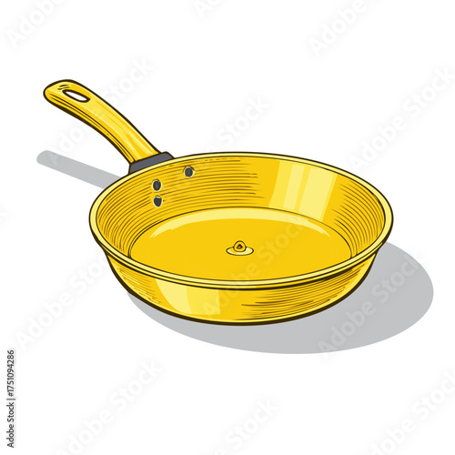 Yellow Frying Pan with Oil Illustration for Cooking and Kitchen Themes