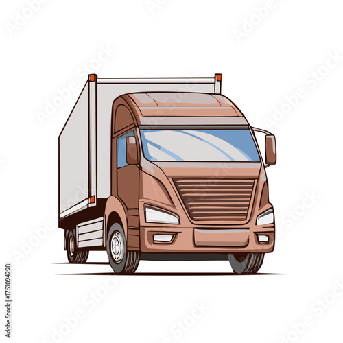 Modern brown delivery truck vector illustration commercial cargo transport vehicle