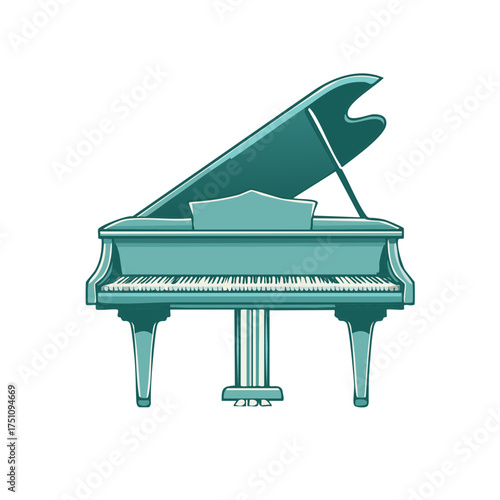 Elegant teal grand piano vector illustration for music and classical performance