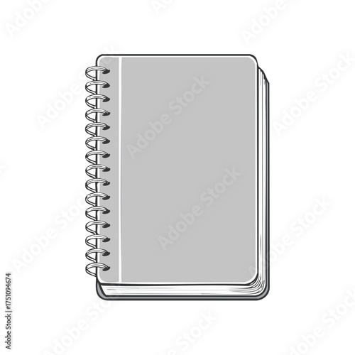 Gray spiral bound notebook with clean cover and visible binding