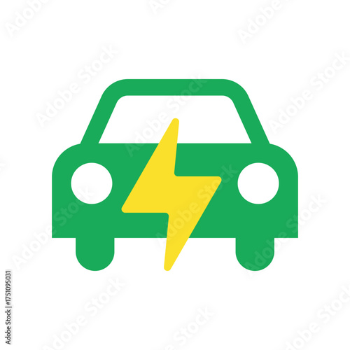 Electric Vehicle Icon with Lightning Bolt – High-Quality Vectorial Stock Image