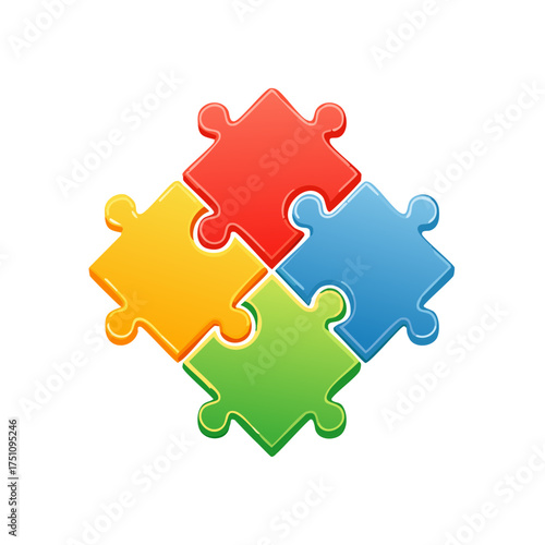 Colorful Jigsaw Puzzle Pieces Assembled as a Symbol of Teamwork and Unity