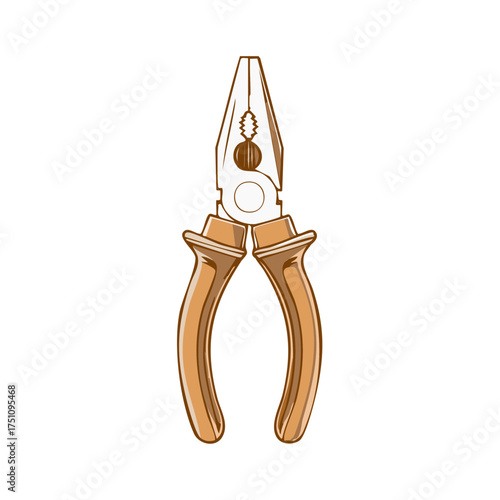 Illustration of brown handled needle nose pliers for repair works