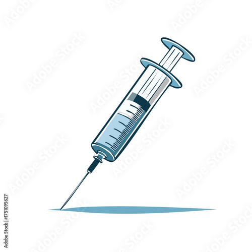 Cartoon Syringe Injection, Medical Needle Illustration, Vaccination Dosage