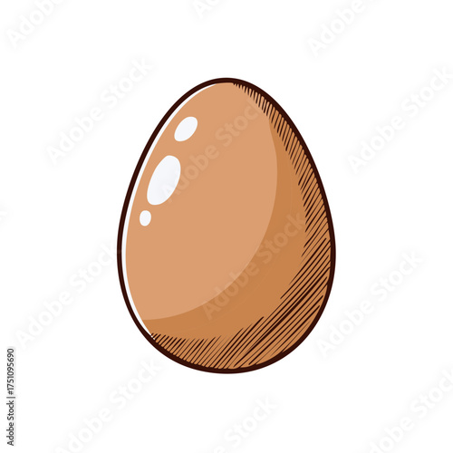 Simple brown egg illustration with hatched texture