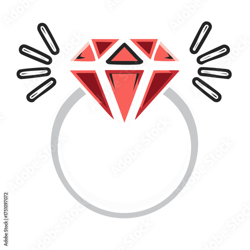 Diamond engagement ring graphic with sparkle details