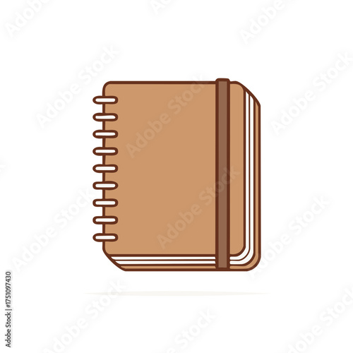 Minimalist tan notebook with elastic closure and spiral binding for study or journaling